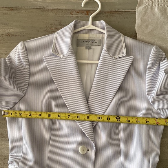 Tahari soft bluish grey striped cotton lined blazer - Picture 9 of 13